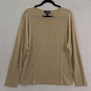 Loft 604 Mens XL Tan Beige Outlast Cotton Linen Knit Long Sleeve Sweater